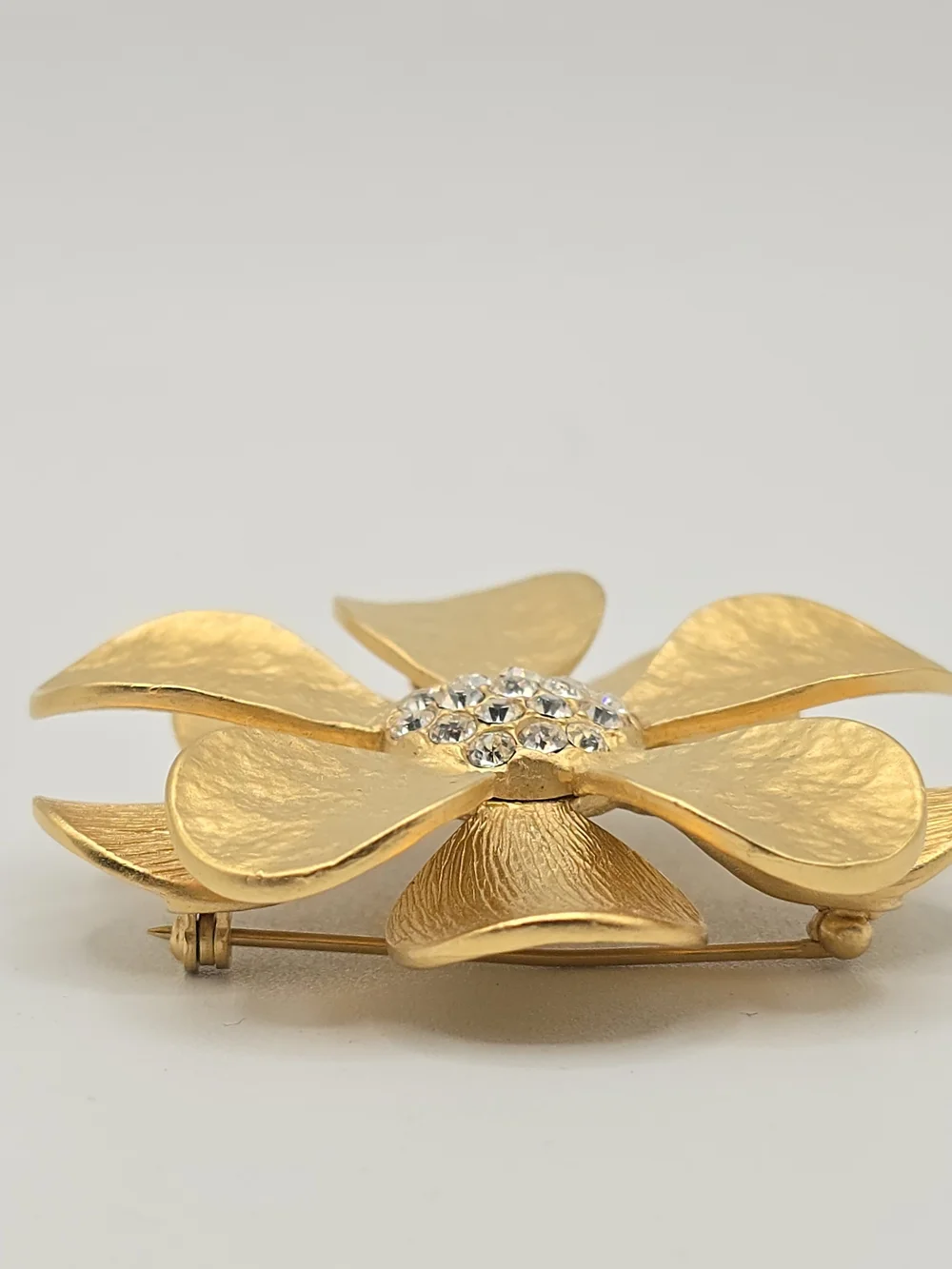 VTG Gold Tone Flower Brooch Pendant Enhancer Premier Designs Rhinestone Pin 2